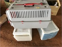 ANIMAL CARRIER, AND 2 STORAGE BINS