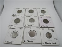 9 Coins of the German Empire & World War 1