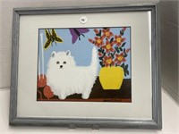Framed Maud Lewis Decorative Art - White Cat with