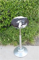 Old Metal Counter Stool with Cowhide Seat