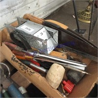 Misc tools--saws, screwdrivers, crescent wrench,