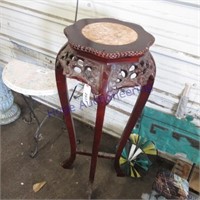 Marble-top plant stand, 12" top x 36" tall