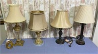 (4 PCS) TABLE LAMPS - 2 WITH CLEAR GLASS BASES,