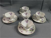"Spring Violets" four demitasse cups/saucer