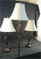 Floor lamp and two table lamps
