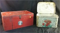 Wooden storage box  19" x 12" x 9" & vintage