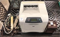 table lot to include HP Laser Jet 4350N,