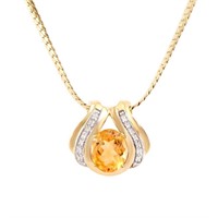Plated 18KT Yellow Gold 4.05ct Citrine and Diamond