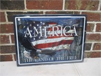 12x17" America Land of the Free Metal Sign