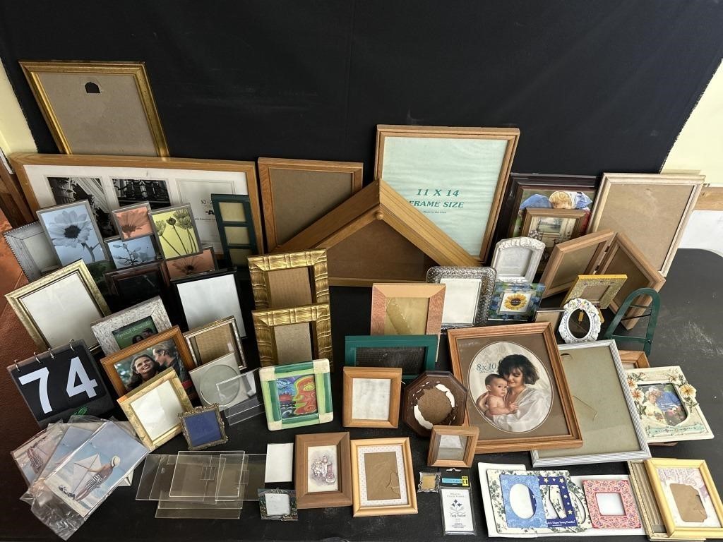 50+ Picture Frames and Flag Shadow Box Lot