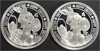 (2) 1 OZ .999 SILVER 2024 EASTER ROUNDS