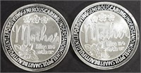 (2) 1 OZ .999 SILVER MOTHER'S DAY ROUNDS