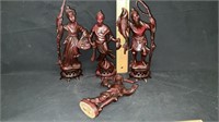Asian Wooden Figurines, one missing base
