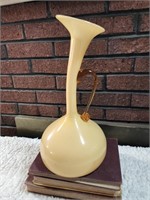 Mid century hand blown amber glass vase