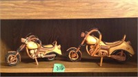 2 matching Wooden motorcycles