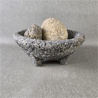 Vintage Lava Rock Mortar & Pestle ++