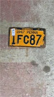 1947 Pennsylvania License Plate
