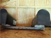 2 mailboxes on wood base