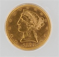 1893 Half Eagle ICG MS64 $5