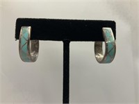 Sterling Inlaid Turquoise Earrings 6.7gr TW