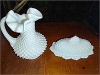 Fenton Butter Dish and Pitcher