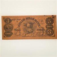 $3 Bull's Head Bank Aug 10 1864