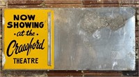 Vintage Crawford Theater Now Showing Metal Sign