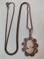 Vintage 835 Silver Cameo Necklace