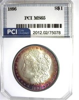 1896 Morgan PCI MS65 Purple Rim