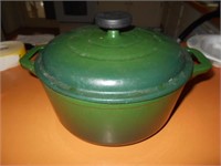 Green Enameled Cast Iron Pot with Lid