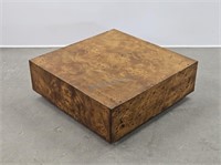 Milo Baughman Burl Walnut Cube Coffee Table