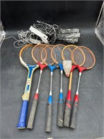 6-Badminton Rackets, Birdies, Net