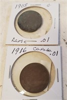 1908+ 1916 CDN 1 Cent Coins