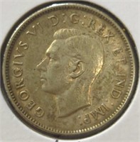 Silver 1943 Canadian quarter