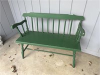 Green wood bench