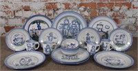 Vintage ceramic dish set, M.A. Hadley painted