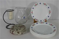 11 Corelle Dinner Plates, Water Pitcher and