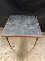Leather & Wooden Card Table w/ Foldable Legs