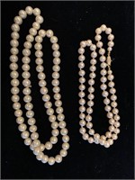 2 VINTAGE COSTUME PEARL NECKLACES - 22 “ AND 24 “