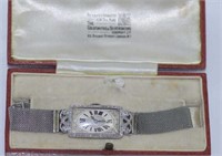 Art Deco platinum and diamond wristwatch