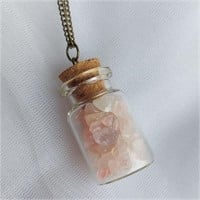 Glass Bottle of Rose Quartz Necklace