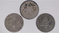 3 - 1852 Three Cent Silvers