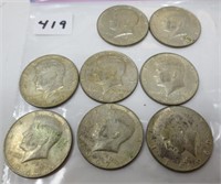 8 - 40% silver Kennedy half dollars