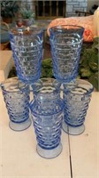 6 blue Whitehall glass stems