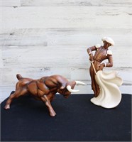 MCM Treasure Craft Ceramic Matador & Bull Figures