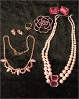 Vntg Pink Costume Jewelry