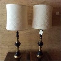 Pair Brass Oriental Shade Lamps(No Cords)