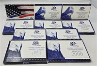 1999, (6) ’00, ’02, ’03, ’10 State Quarter Proof