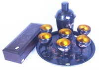 Japanese eight piece lacquer ware drink set