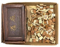 Vtg. Mahjong Bone & Bamboo Game Pieces